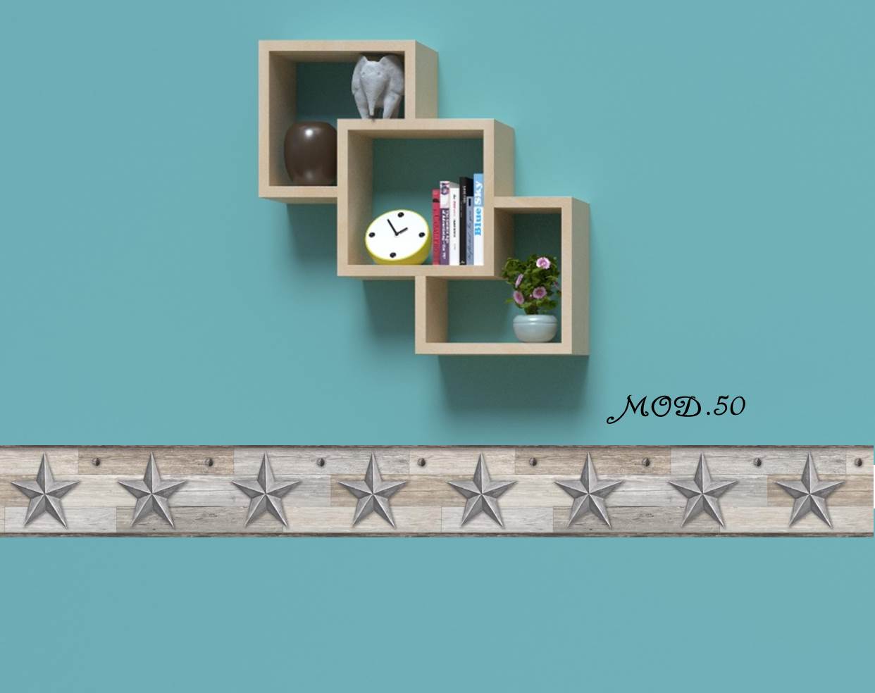 Cenefas decorativas para paredes ⭐ ✓ Locetas con estrellas plateadas (Mod.  50)