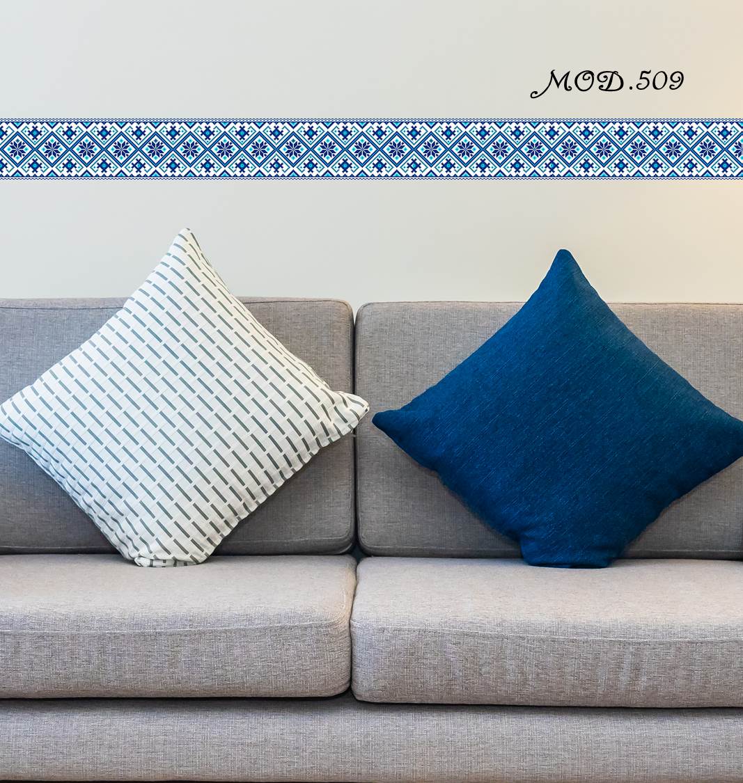 Cenefas adhesivas para pasillos ♥ adhesivas 👀 de mosaicos azules fondo  blanco (Mod 509)