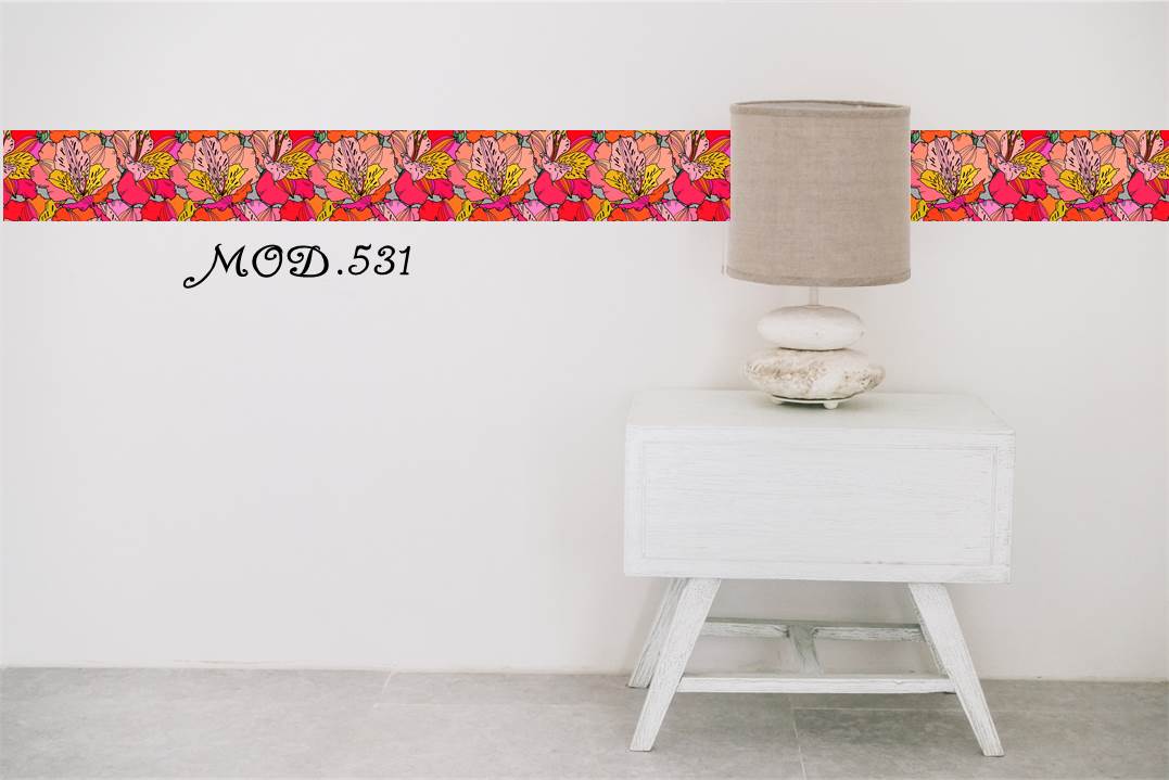Cenefas adhesivas para pasillos 💚 decorativas ✓ modelo pinturas de flores  diseño abstracto (Mod 531)