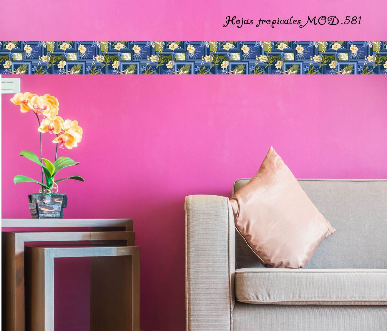 Cenefas decorativas para paredes ✓ ✨ de mosaicos azules, flores