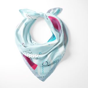 Pañuelos para el cuello 💖🥰 FONDO AZUL CON FIGURAS GEOMETRICAS