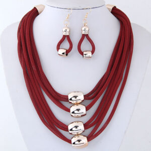 Collar y Arete de moda con Corazón  (Rojo)