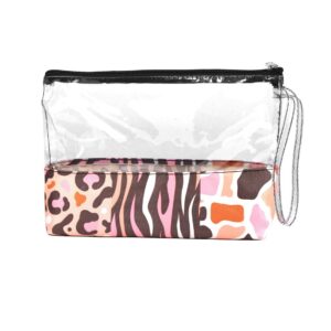 Bolso de mano Transparente De Moda-Animal print pink