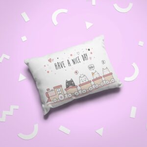Fundas de almohadas Kawaii doble vista Gatos en el tren 2pz ????