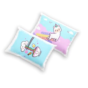 Almohadas de Kawaii 2 fundas doble vista Llama de arcoiris????