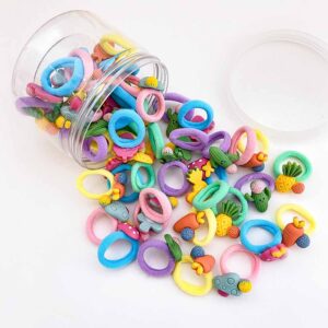 Preciosas donas para el cabello 🥰 o ligas de colores con figuras de moda 20 pz👌