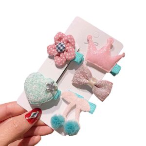 Pinzas para cabello de lujo con figuras de tela 5pz 🥺 🤩