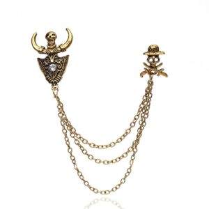 Broches de metal con cadena vintage