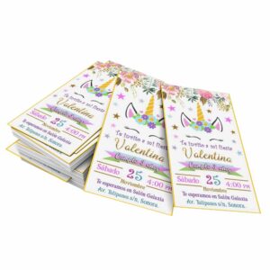 Invitaciones de Unicornio impresas