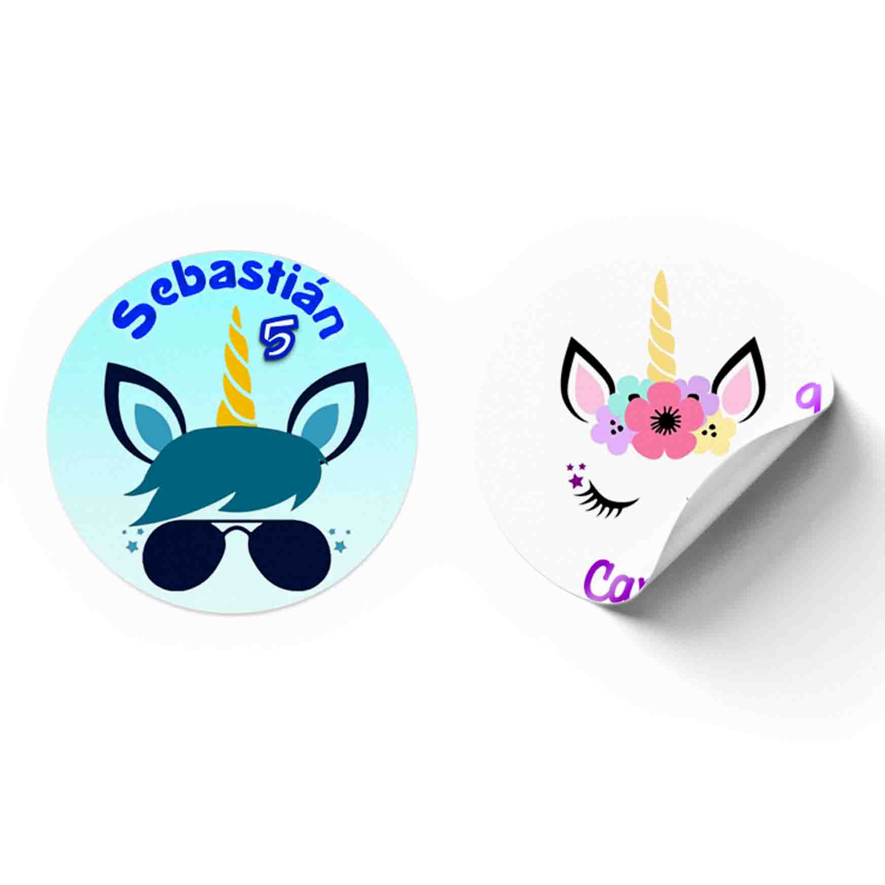 Pegatinas personalizadas de cumpleaños de unicornio Etiquetas de