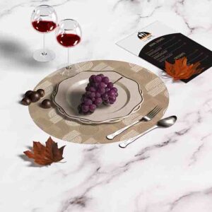 Mantel Para Mesa Redondo  (Mod.Crema laberinto)