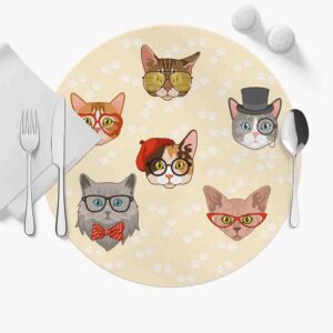 Mantel Para Mesa Redondo (Gatos-Mod.4)