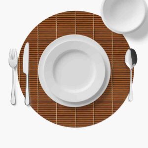 Mantel Para Mesa Redondo  (Mod.Bambú Café)