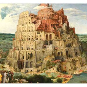 Mantel individual tejido estampado (Mod-La torre de Babel - Pieter Brueghel)