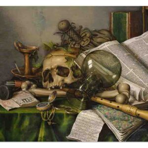 Individuales de mesa (Mod-Naturaleza muerta con libros y manuscritos y una calavera - Edwaert Collier)