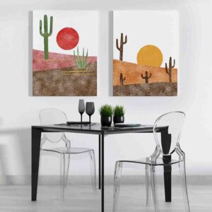 Desierto 2 pz Cuadros para comedor modernos en canvas