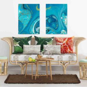 Aguamarina 2 PZ Pinturas modernas para sala