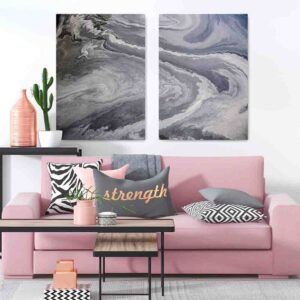 Difuso grisáceo 2 pz Cuadros decorativos para sala modernos