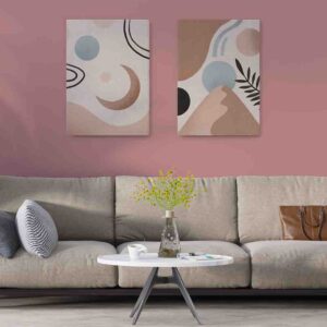 Hojarasca 2 pz Cuadros minimalistas modernos para sala
