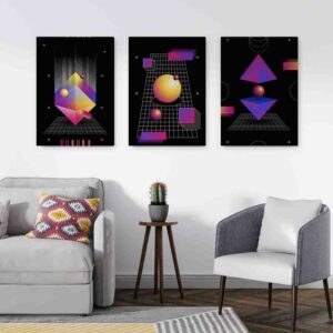 Simétrico 3 pz Cuadros modernos para sala pequeña