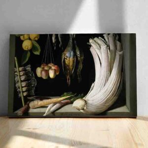 cuadros para sala comedor decoracion pared Bodegón con aves de caza, verduras y frutas de Juan Sánchez Cotán