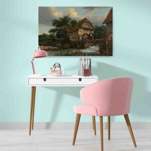 Pinturas modernas para recamara Dos molinos de agua y una esclusa abierta de Jacob van Ruisdael