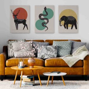 Ondulaciones 3 pz Pintura para sala de hombre