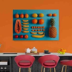 Cuadros para comedor elegantes decorativos Collage frutal azul