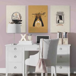 Talismán lunar 3 pz Pintura de cuadros minimalistas
