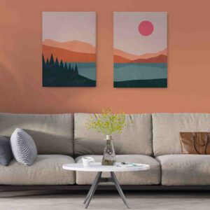 Esplendoroso atardecer 2 pz Cuadros canvas minimalistas
