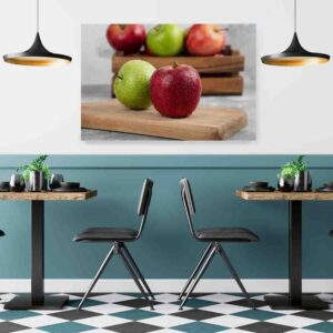 Cuadros decorativos para comedor canvas manzana verde y roja