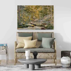 Pinturas de paisajes hermosos Piscina arbolada con hombres pescando de John William Hill
