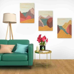 Fantasía montañosa 3 pz Cuadros decorativos minimalistas canvas