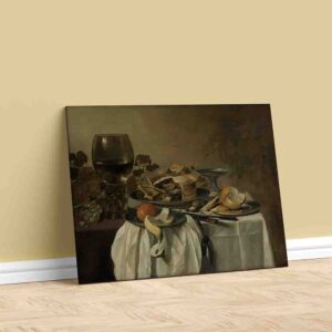 Cuadros para comedor minimalista decoracion pared Bodegón con Pie y Roemer de Pieter Claesz.