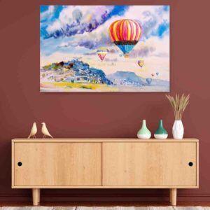 Pintura para cuarto de hombre acuarela con globos aerostáticos