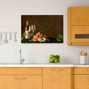 Pinturas para comedor pinturas canvas Tabla de quesos y vino blanco