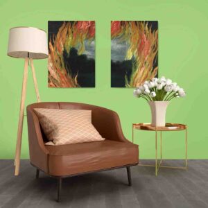 El paisaje ardiente 2 pz Pinturas canvas