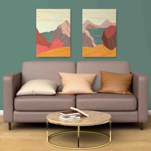Fantasía montañosa 2 pz Cuadros decorativos minimalistas canvas