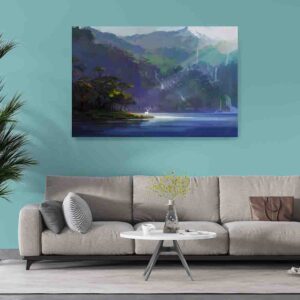 Cuadros para decorar salas Ciervo se encuentra junto a una ilustración de un lago aislado