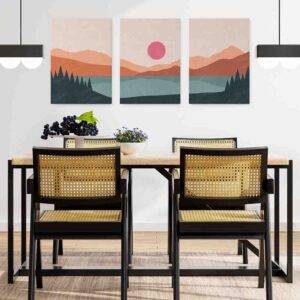 Esplendoroso atardecer 3 pz Cuadros canvas minimalistas