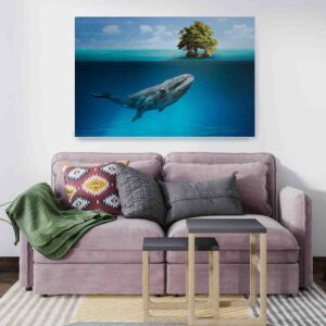 Cuadro De Mar pinturas Ballena nadando en el océano
