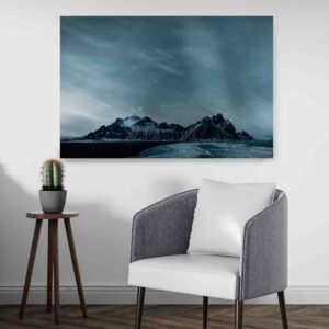 Cuadro De Mar pinturas Cielo estrellado con montaña