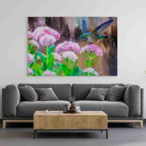 Colibries Pinturas canvas Colibrí alimentándose