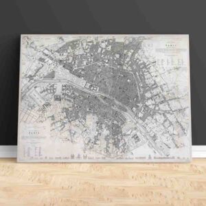 Cuadros para salas modernos en canvas Mapa del este de París - WB Clarke y James Shury