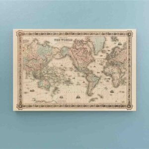 Cuadro para salas modernas en canvas Mapa del mundo (1858 - JH Colton & Co