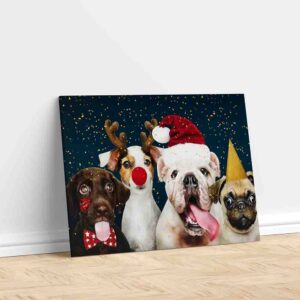 Cuadros canvas navideños Perritos