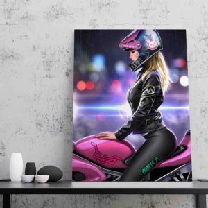 Pinturas De Mujeres Modernos En Canvas Mujer en la moto