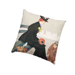 Cojines Estilo Vintage Mod. Mujer sentada en una banca - Edward Penfield