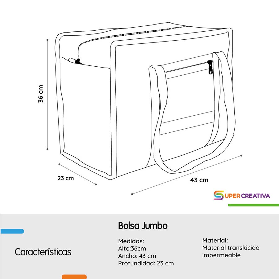 Set De 2 Bolsos Plástico Transparente Jumbo - Imagen 3