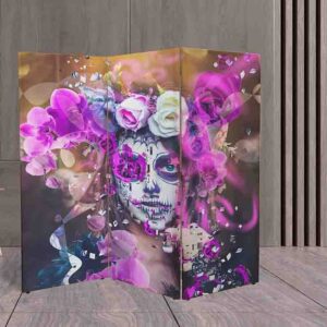 Biombo Decorativo de Madera con Calaveras Góticas #1